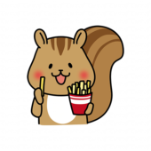 フライドポテトを食べるリス