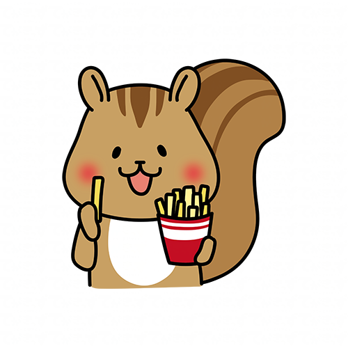フライドポテトを食べるリス