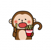 フライドポテトを食べる猿