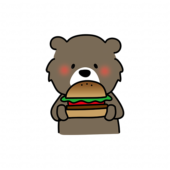 大きなハンバーガーを食べるクマ