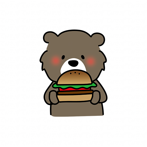 大きなハンバーガーを食べるクマ