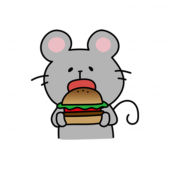 大きなハンバーガーを食べるネズミ