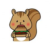 大きなハンバーガーを食べるリス