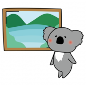 絵画鑑賞をするコアラ