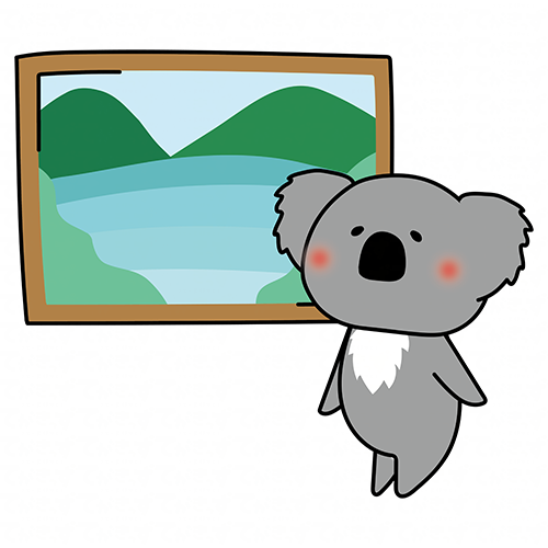 絵画鑑賞をするコアラ