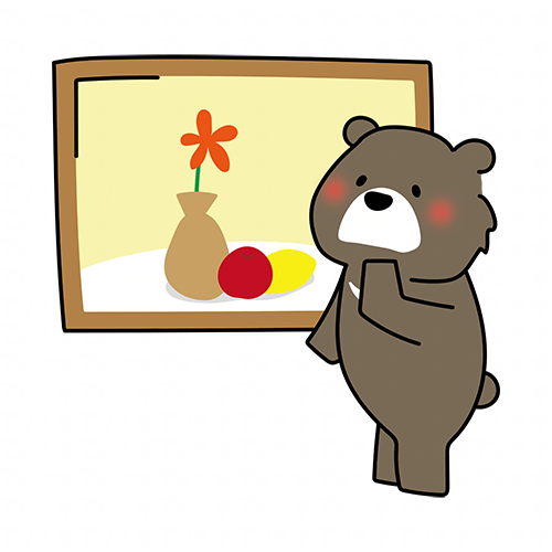 絵画鑑賞をするクマ