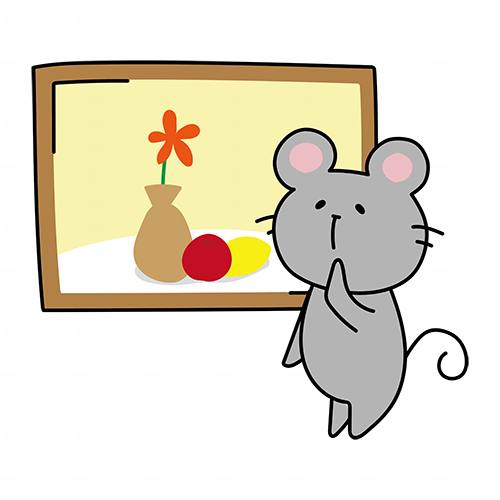 絵画鑑賞をするネズミ