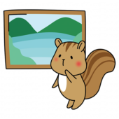 絵画鑑賞をするリス