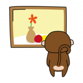 絵画鑑賞をする猿