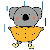 合羽を着て雨を喜ぶコアラ