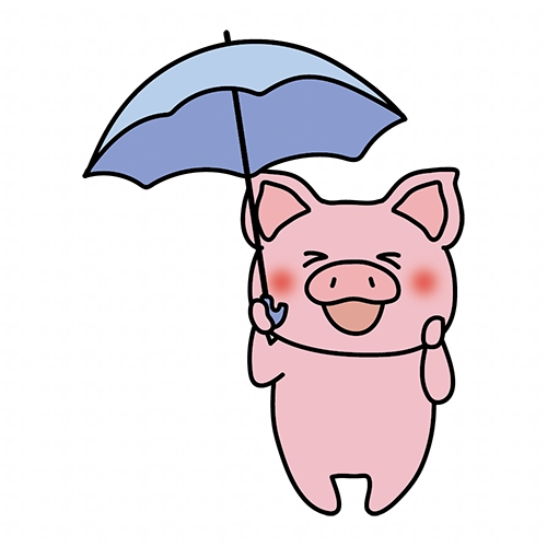 傘をさしているぶた