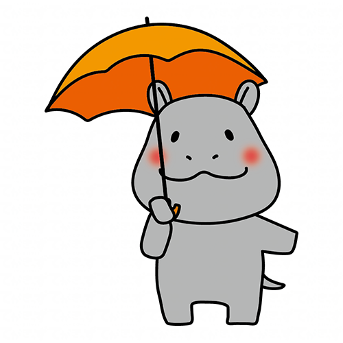 傘をさしているカバ