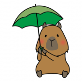 傘をさしているカピバラ