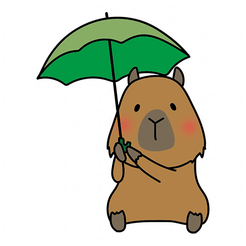 傘をさしているカピバラ