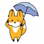 傘をさしているキツネ
