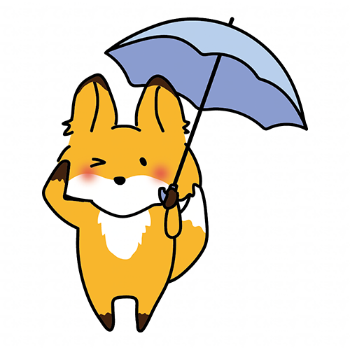 傘をさしているキツネ