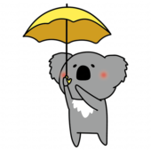 傘をさしているコアラ