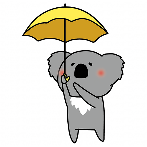 傘をさしているコアラ