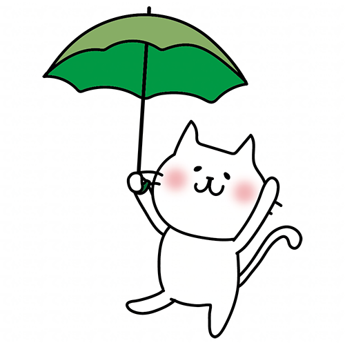 傘をさしている白い猫