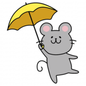傘をさしているネズミ