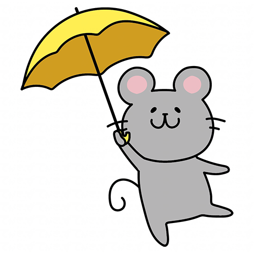 傘をさしているネズミ