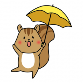 傘をさしているリス