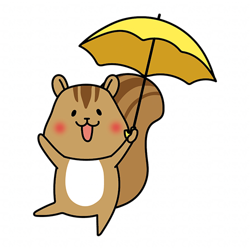 傘をさしているリス