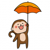 傘をさしている猿