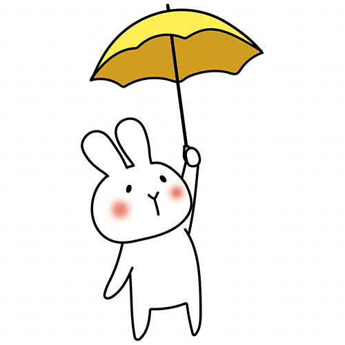 傘をさしている白いうさぎ