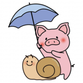 大きなかたつむりに傘をさすぶた