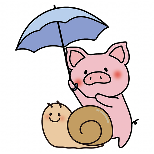 大きなかたつむりに傘をさすぶた