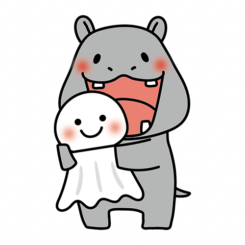 大きなてるてる坊主を持っているカバ