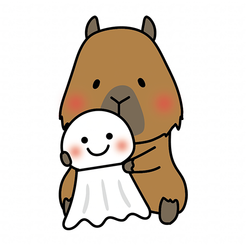 大きなてるてる坊主を持っているカピバラ