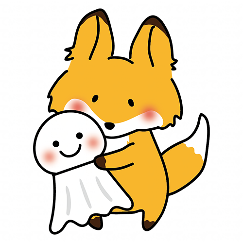 大きなてるてる坊主を持っているキツネ