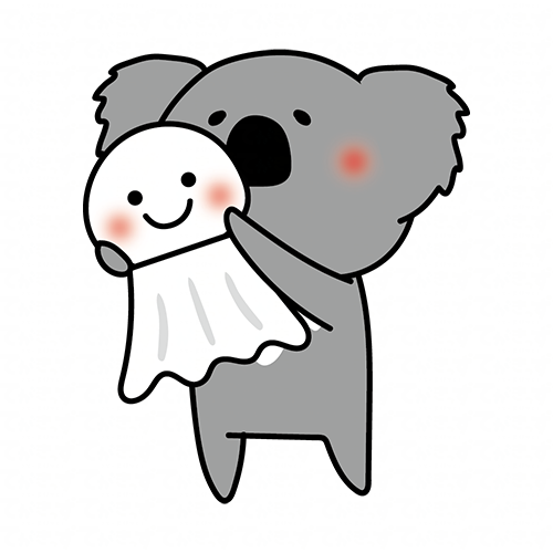 大きなてるてる坊主を持っているコアラ