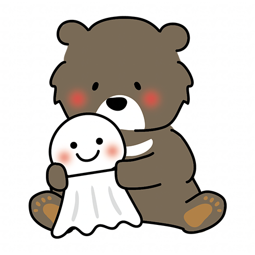 大きなてるてる坊主を持っているクマ
