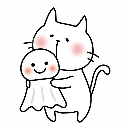 大きなてるてる坊主を持っている白い猫