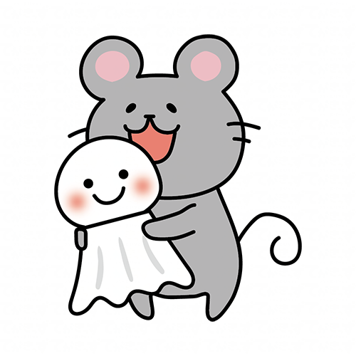 大きなてるてる坊主を持っているネズミ