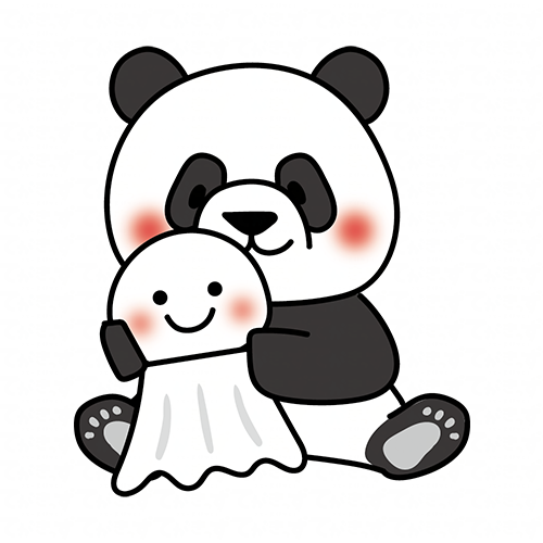 大きなてるてる坊主を持っているパンダ