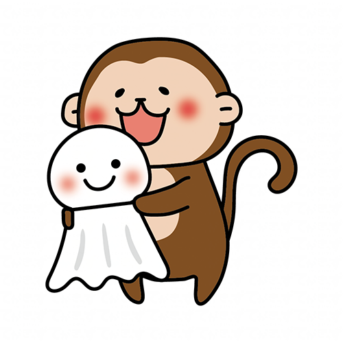 大きなてるてる坊主を持っている猿