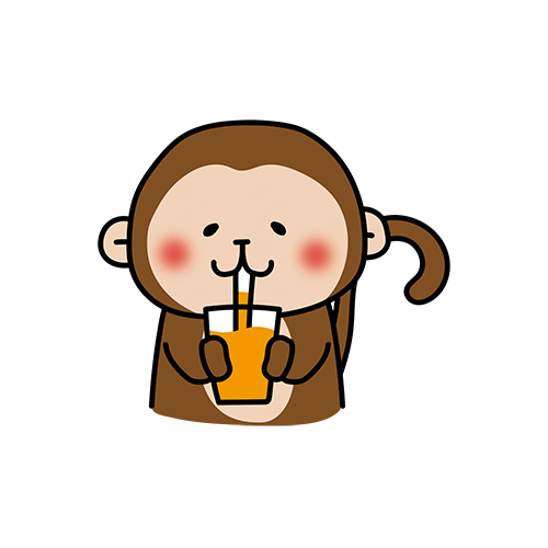 オレンジジュースを飲む猿