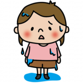 びしょ濡れになっている子供（女の子1）