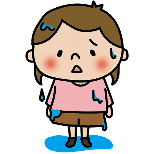 びしょ濡れになっている子供（女の子1）