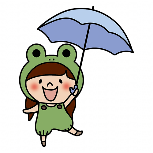 蛙の被り物をして傘をさしている子供（女の子2）