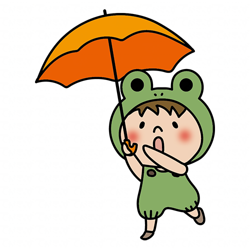 蛙の被り物をして傘をさしている子供（男の子1）
