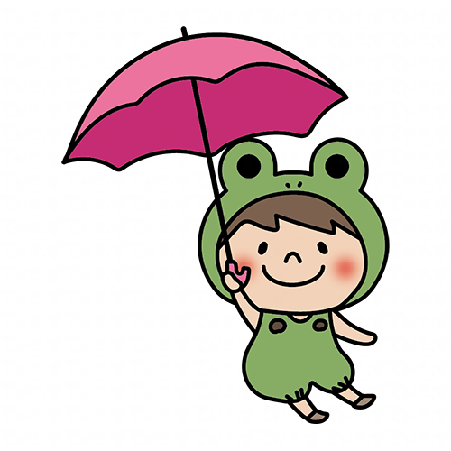 蛙の被り物をして傘をさしている子供（男の子2）