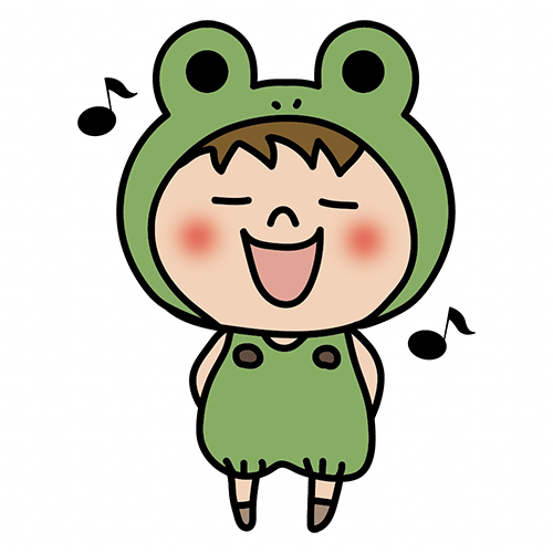 蛙の被り物をして歌をうたっている子供（男の子1）