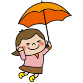 傘をさしてはしゃぐ子供（女の子1）