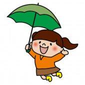 傘をさしてはしゃぐ子供（女の子2）