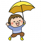 傘をさしてはしゃぐ子供（男の子1）